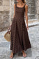 LDC Polka Dot Square Neck Sleeveless Vacation Long Dress: Brown