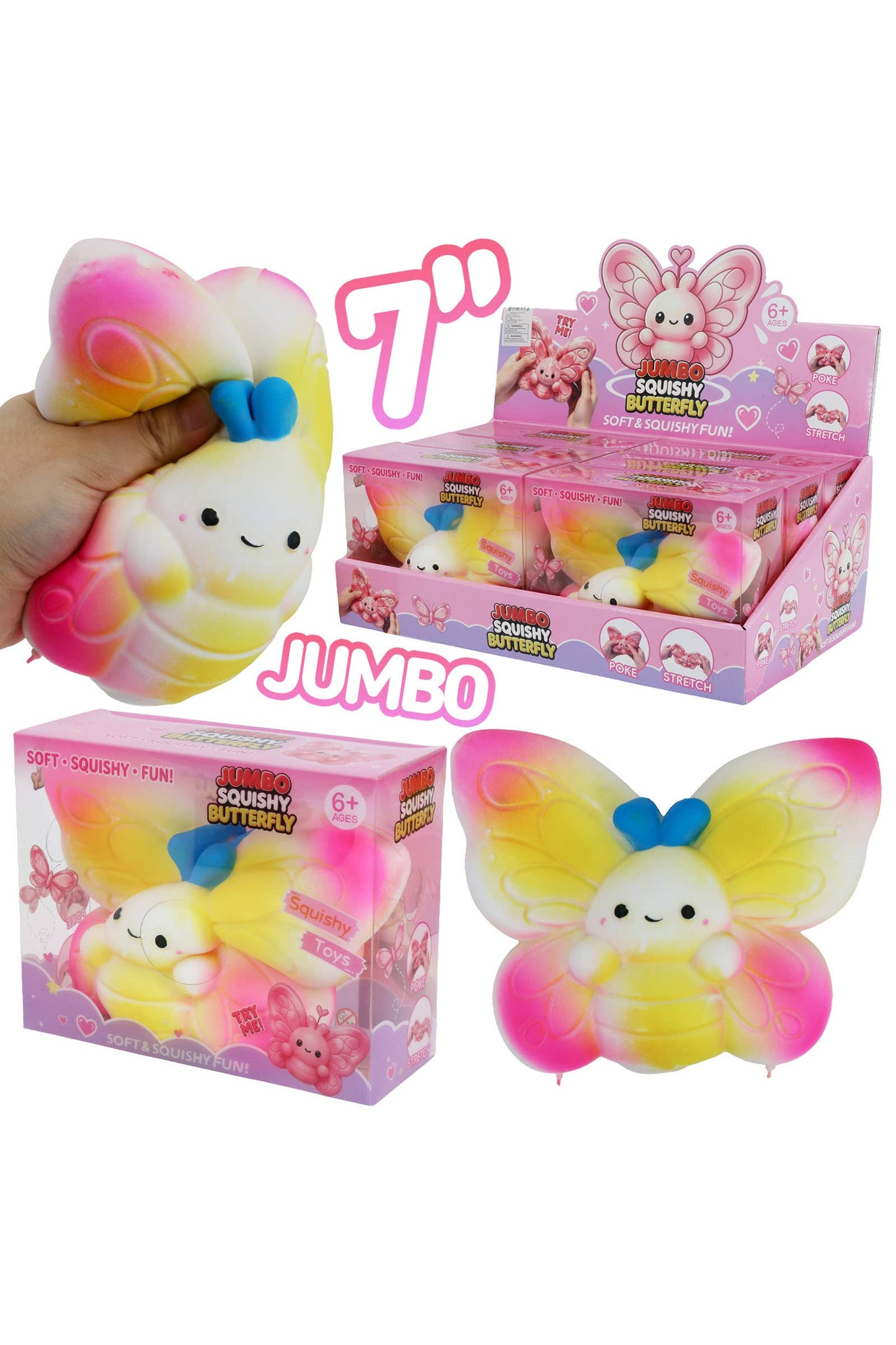 JUMBO 7 Inch Butterfly Fluffy Slime Filled TPR Squishy: AS SHOWN / ONE SIZE
