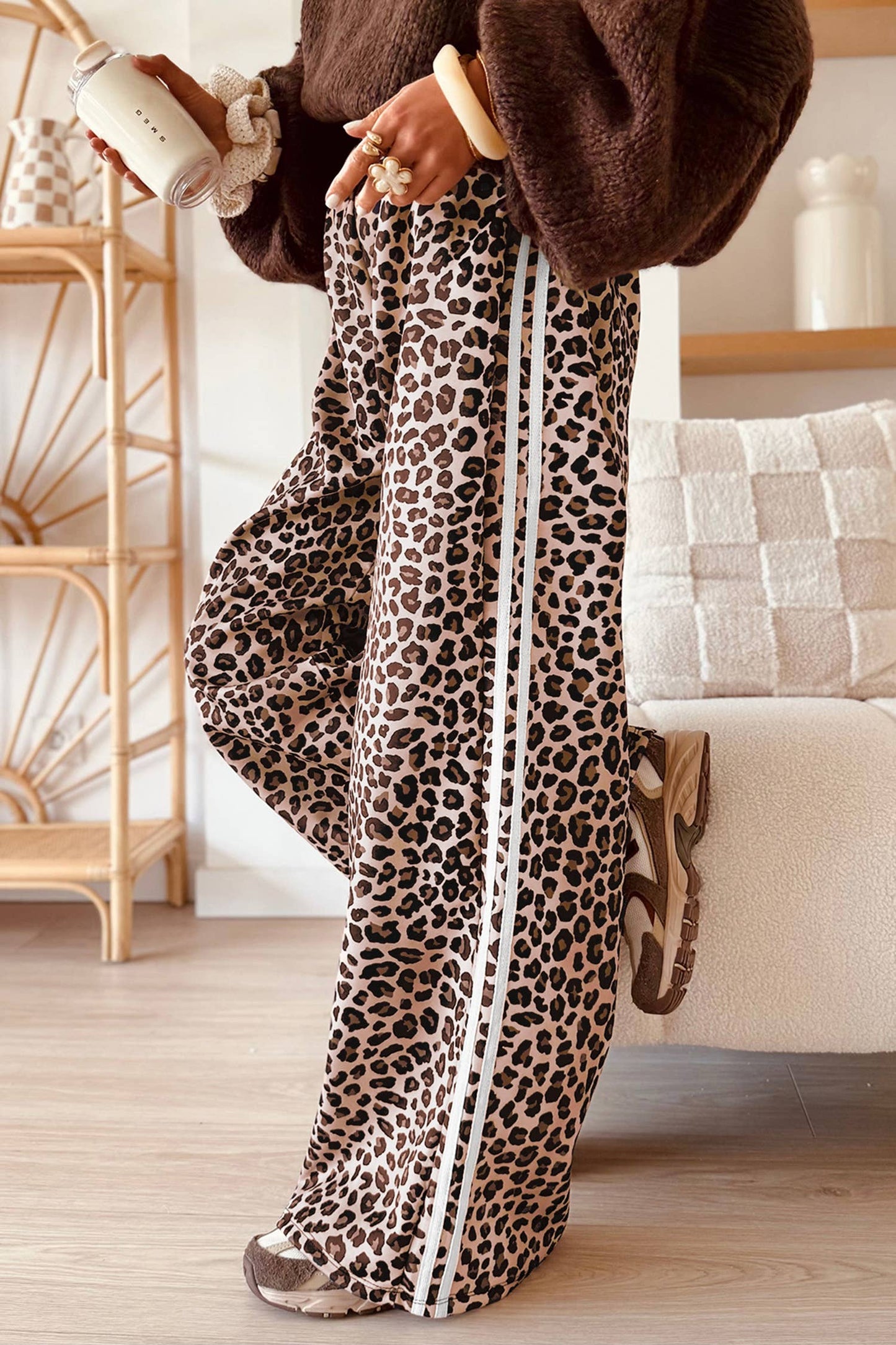 LDC Leopard Wide Leg Side Stripe Full-Length Trousers