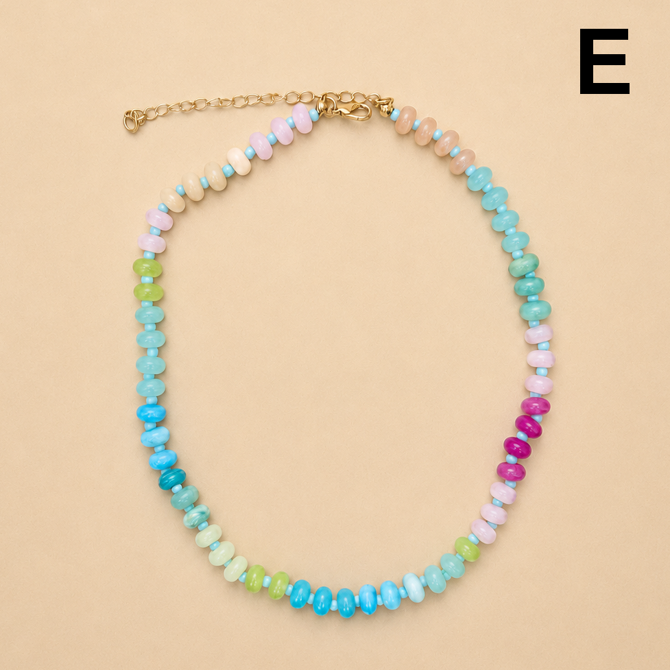 Natural Stone Semi-Precious Glass Mixed Necklace