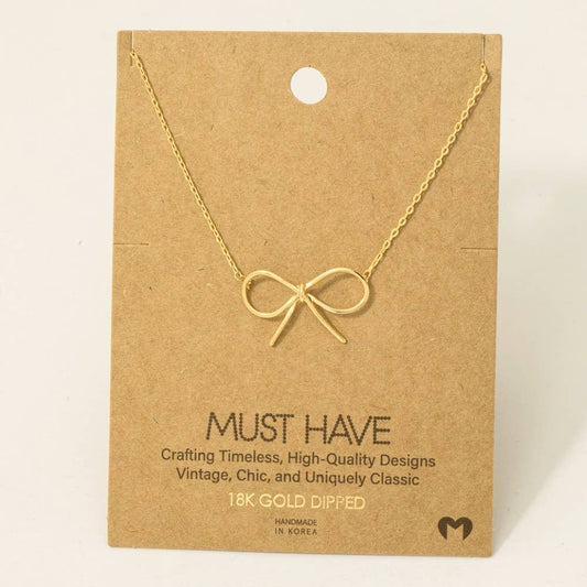 Gold Dipped Bow Tie Pendant Necklace: G