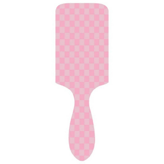 LARGE DETANGLE PADDLE HAIR BRUSH COMB  CHECKER PINK