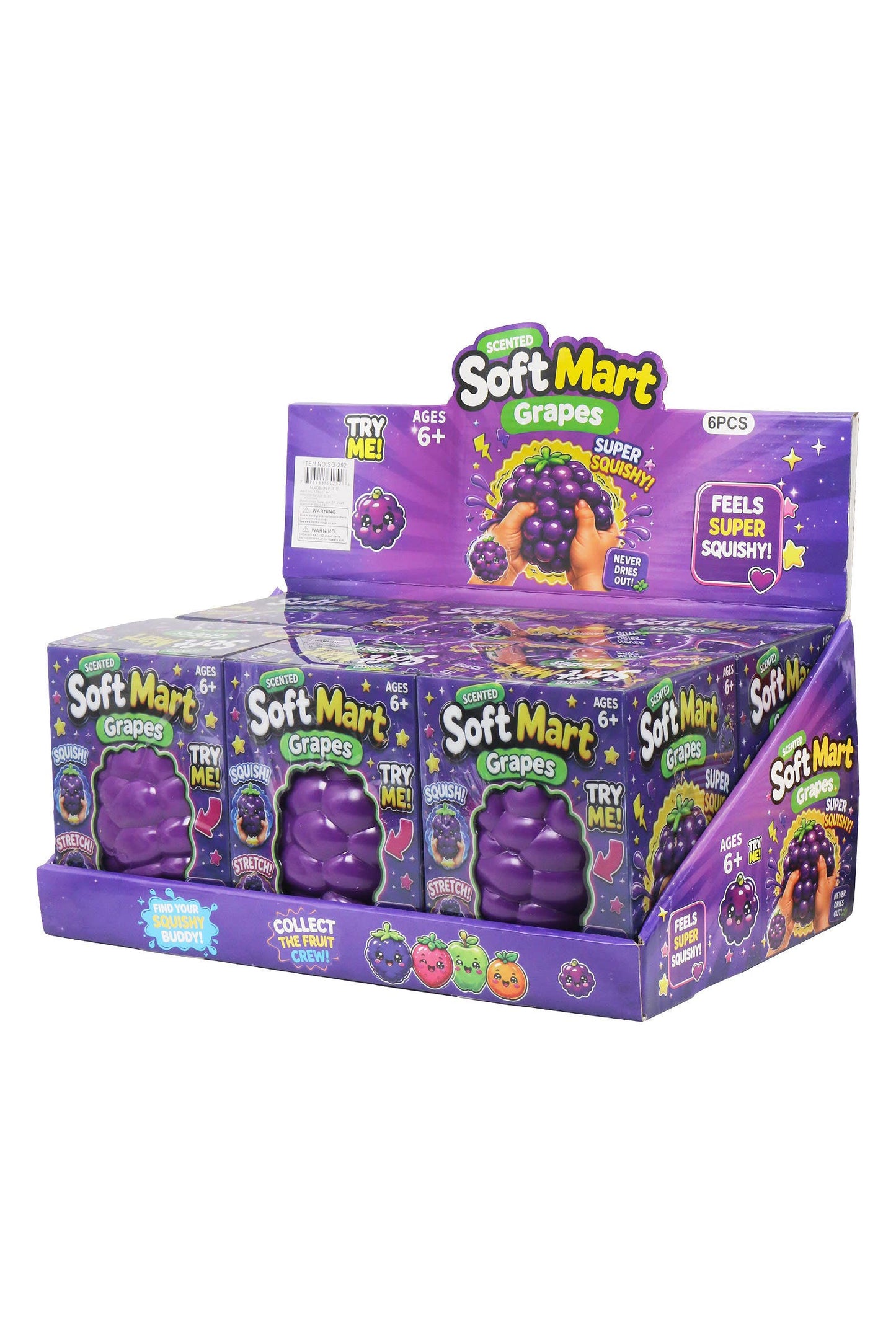 JUMBO 8 Inch Grape Soft Slime Filled Squishy Toy: PURPLE / ONE SIZE