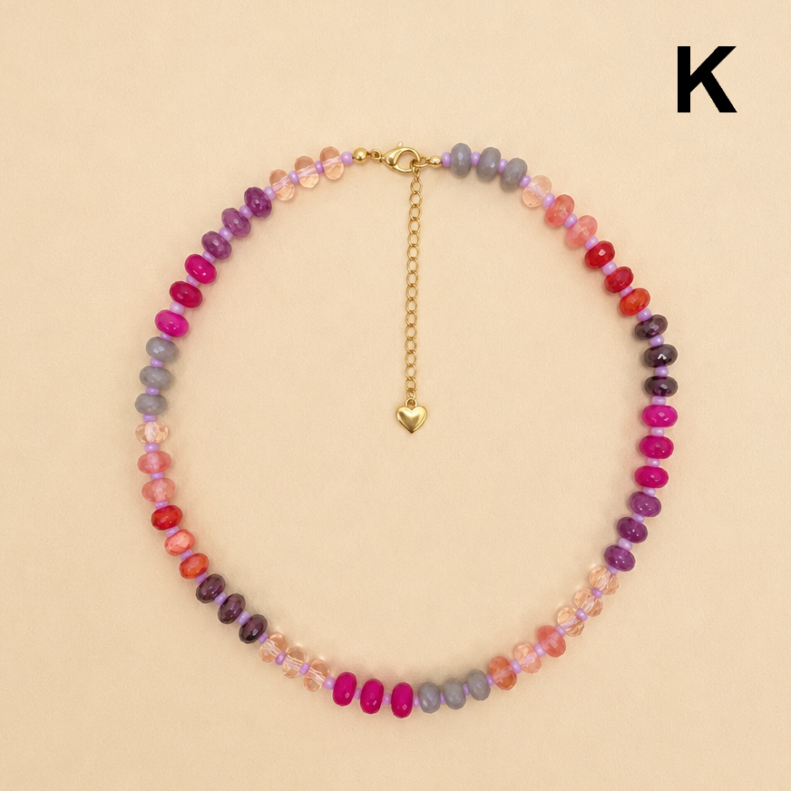 Natural Stone Semi-Precious Glass Mixed Necklace