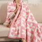 DAISY AND CHECKERED Print Soft Cozy Throw Blanket: PINK / ONE SIZE