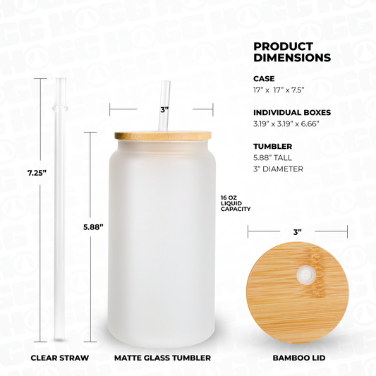 16oz SUBLIMATION MATTE GLASS CAN TUMBLER