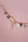 CHARM NECKLACE-BOW CHECKER HEART RHINESTONE: Gold