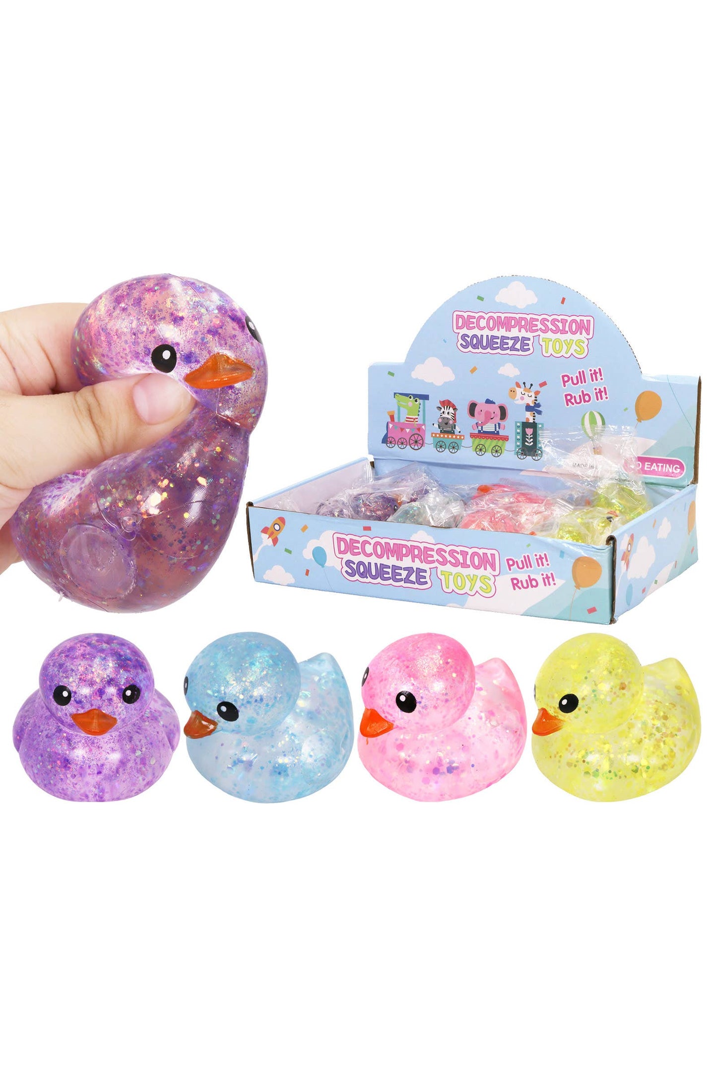 Cute Rubber Ducks Glitter Maltose Putty Filled Squishy: ASSORTED / ONE SIZE