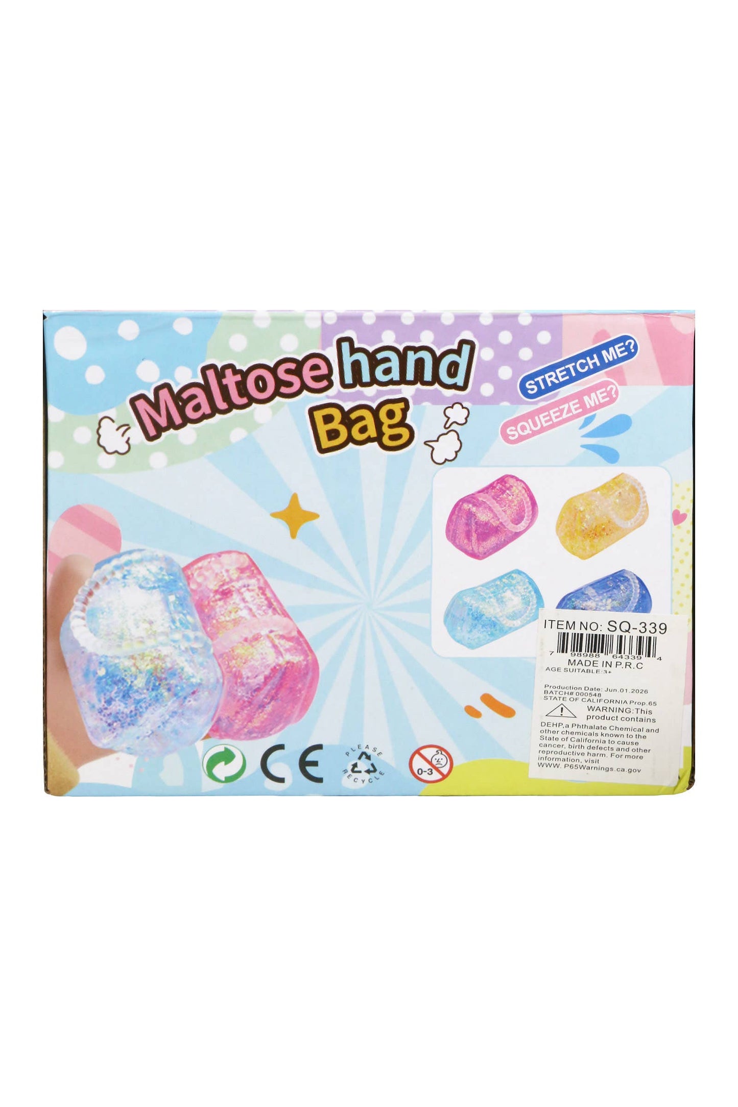 Handbag Purse Glitter Maltose Putty Slime Filled Squishy Toy: ASSORTED / ONE SIZE