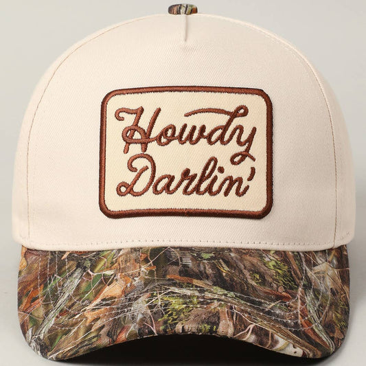 Howdy Darlin' Embroidery Patch Cap: CAMO / ONE SIZE
