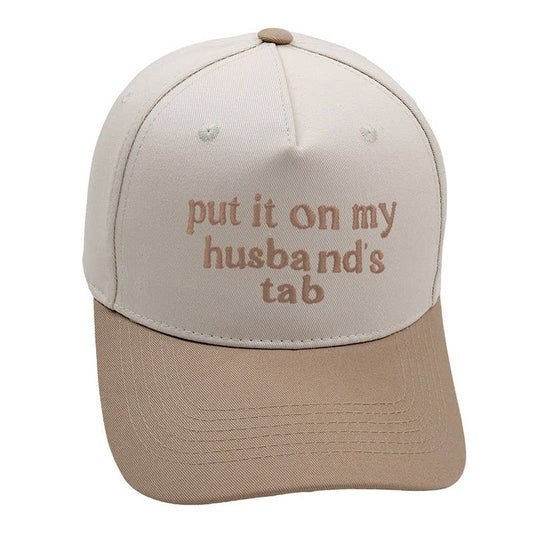 TWO TONE EMBROIDERY WORD BASEBALL HAT CAP : TAN