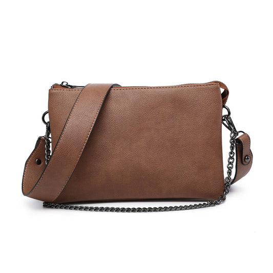 Izzy Crossbody w/ Chain Strap: Brown