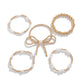Golden Bow Beaded Bracelet Set with Faux Pearls