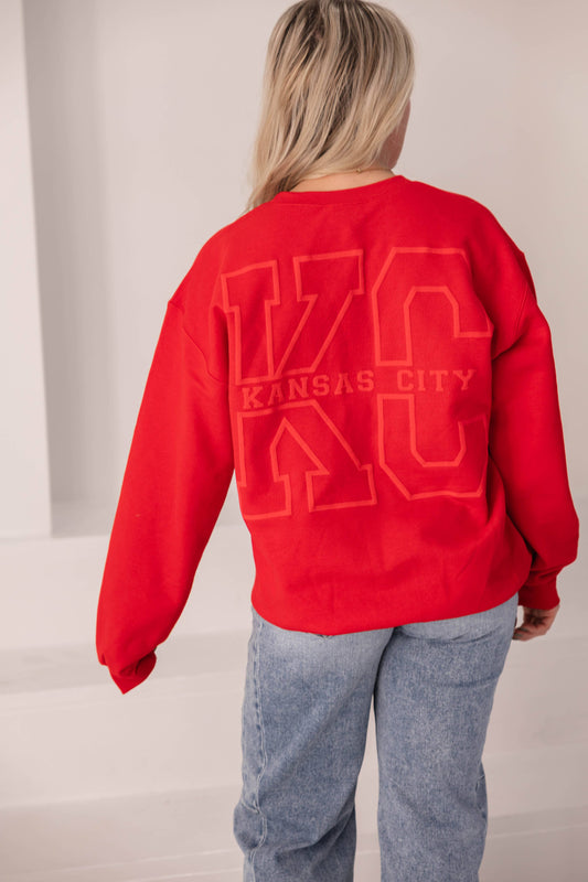 KC Crewneck Sweatshirt Red Puff