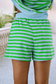 LDC Stripe Spring Puff Sleeve Shirt Matching Shorts Set: Green Stripe