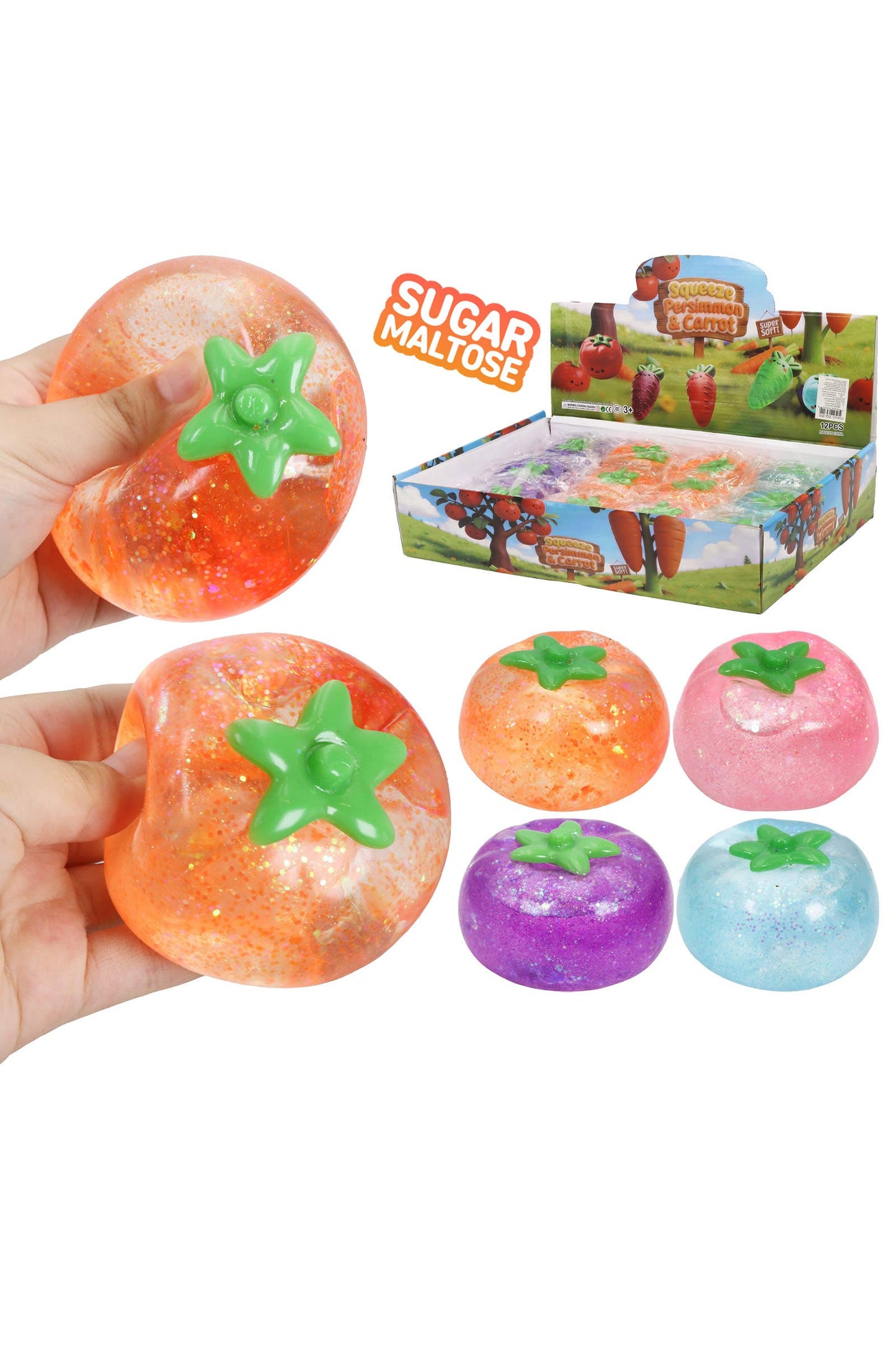 Persimmon Fruit Glittery Maltose Putty Squishy Toy: ASSORTED / ONE SIZE
