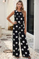 LDC Pleated Polka Dot Tank Casual Wide Leg Two-Piece Outfit: Black