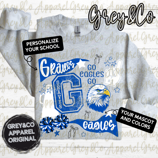 Personalized School Mascot Spirit Sweatshirt: Ash Grey / XLarge / Sweatshirt