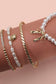 BOW PEARL RHINESTONE BAR STRETCH BANGLE SET : GOLD