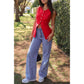 Solid V Neck Button Down Pockets Fit Vest: Red