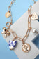 CERAMIC PORCELAIN BOW HEART CHARM LINK NECKLACE : Gold