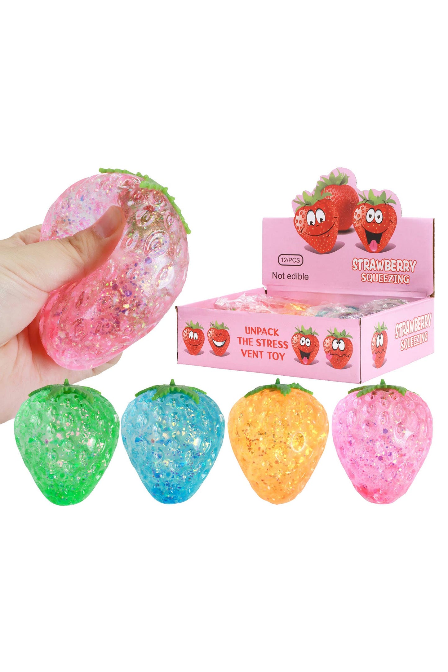 Strawberry Glittery Maltose Putty Filled Squishy: ASSORTED / ONE SIZE