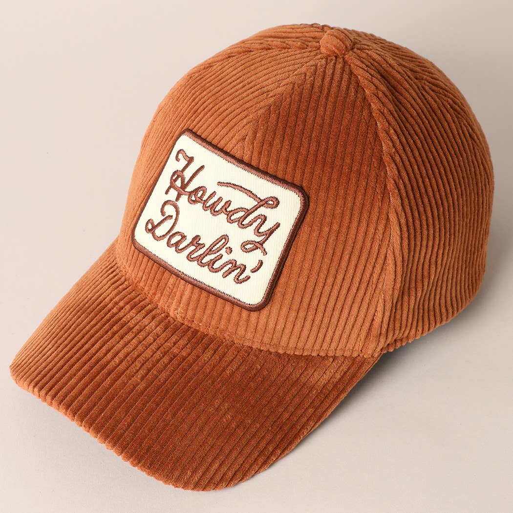 Howdy Darlin' Embroidery Patch Corduroy Cap: OFF WHITE / ONE SIZE