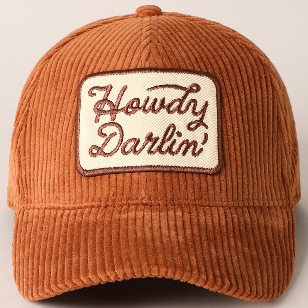 Howdy Darlin' Embroidery Patch Corduroy Cap: OFF WHITE / ONE SIZE