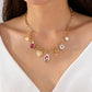 Vintage Bow Porcelain Multi-Charm Link Necklace in Gold