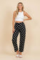 Polka Dot High Rise Straight Leg Pants: Black/White