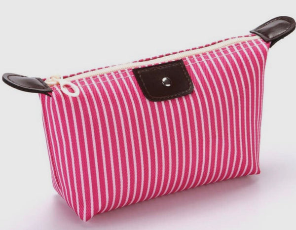 Small Compact Everything Bag - pink Stripe