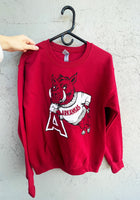 ST Hog Leaning on Letter 'A' Red Sweatshirt