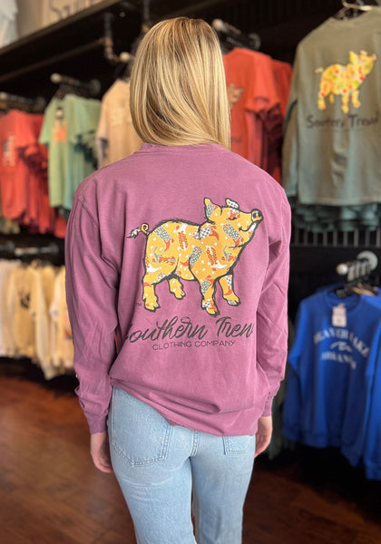 Southern Trend Western Boot Pig Long Sleeve Tee