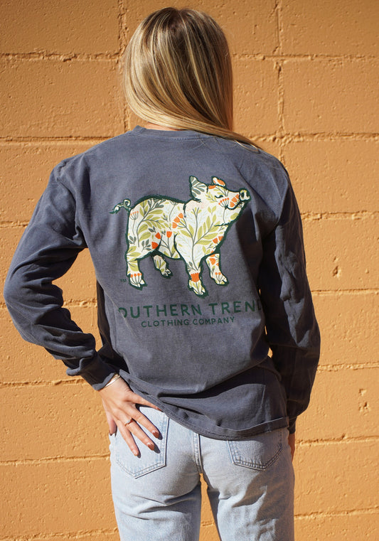 Southern Trend Wildflower Pig Long Sleeve Tee