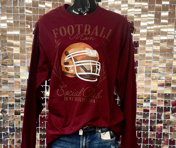 Graphic Long Sleeve (Maroon) Football Mom Social Club