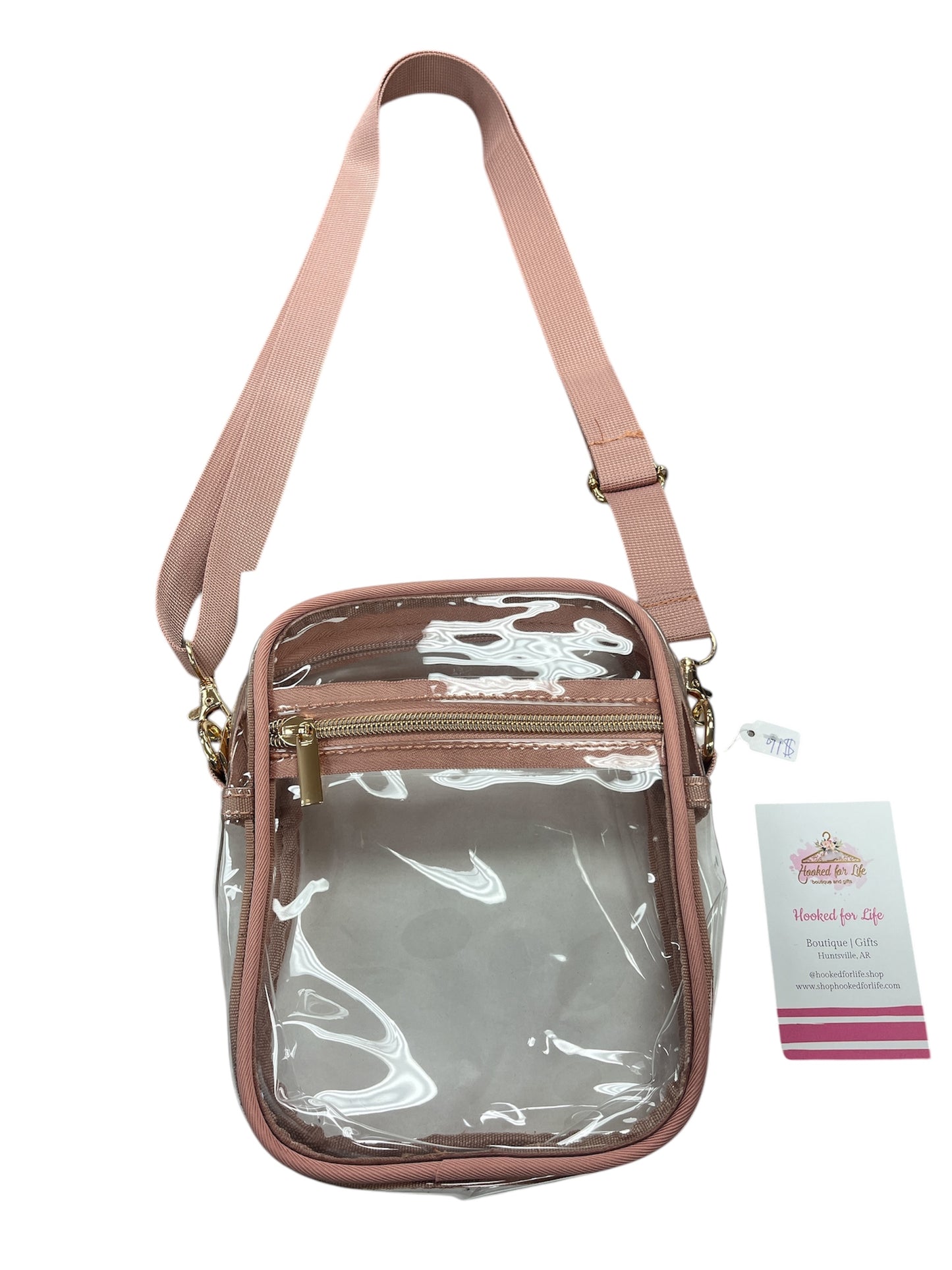 Salmon Pink Clear Crossbody Bag