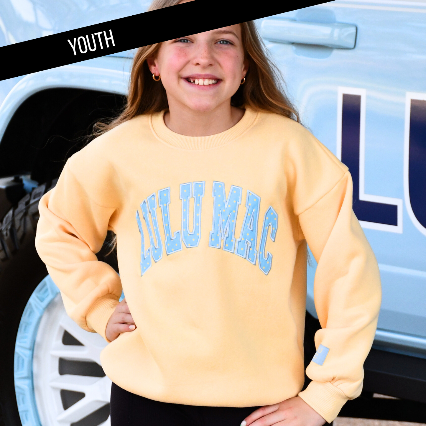 Youth LuLu Mac Yellow and Blue Polkadot Sweatshirt
