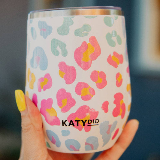 Pastel Leopard Stainless Steel WINE TUMBLER: Pastel