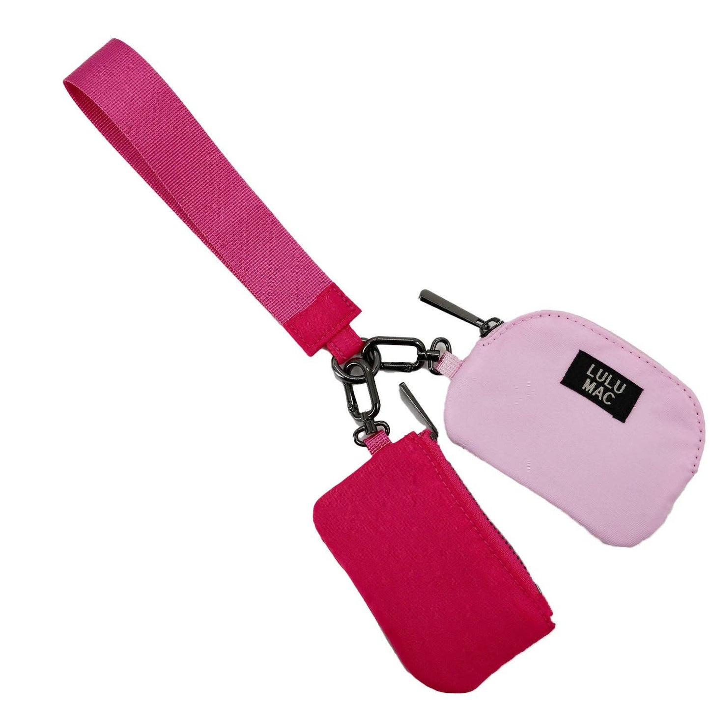 LuLu Mac Wristlet Hot Pink/Light Pink Lulu Mac Double Pouch Wristlets