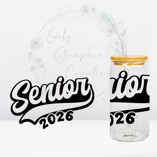 Senior 2026 B&W-16oz UV DTF Wrap