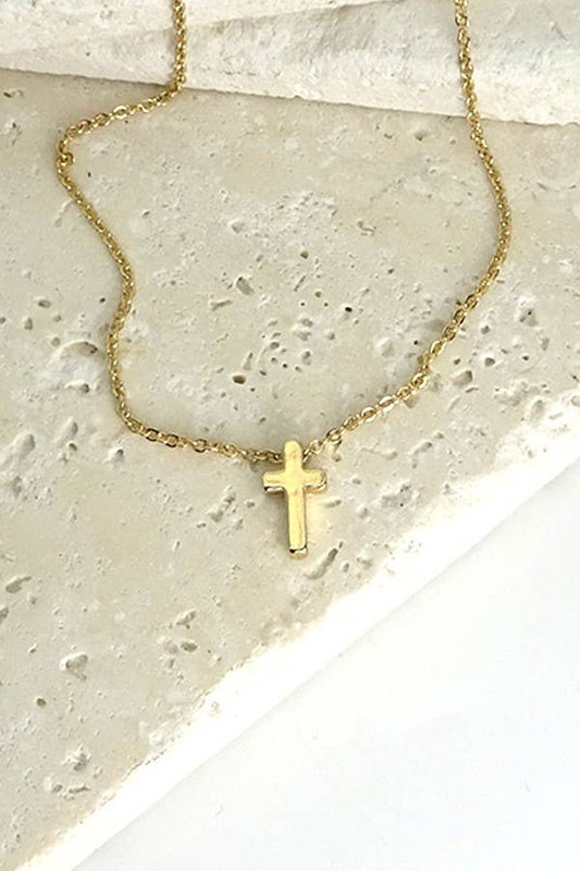 CLASSIC MINI CROSS NECKLACE: GOLD