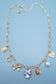 CERAMIC PORCELAIN BOW HEART CHARM LINK NECKLACE : Gold