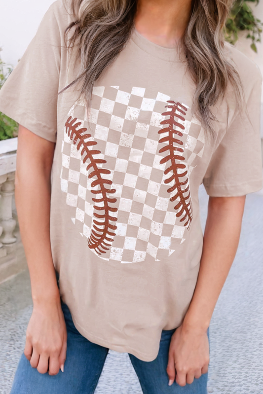 LDC Checkered Baseball Graphic Tee: Jet Stream