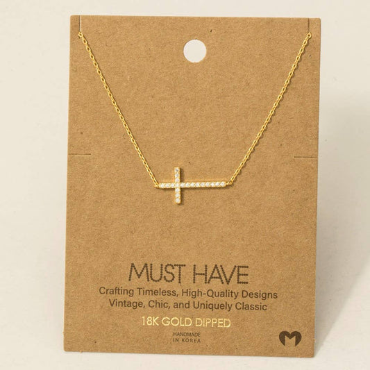 Cross Jewel Pendant Necklace: G