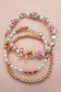 PINK CERAMIC PORCELAIN BOW MULTI LAYER BRACELET : Gold