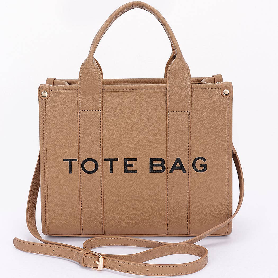 FAUX LEATHER SMALL TOTE BAG: KH