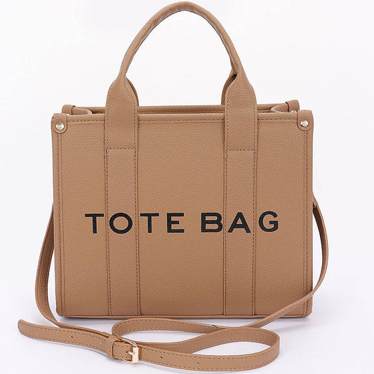 FAUX LEATHER SMALL TOTE BAG: KH