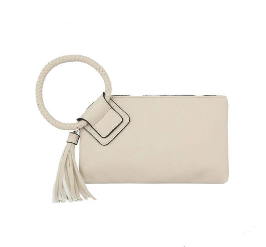 Soft Vegan Leather Wristlet/Clutch: Cream