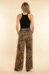 High-Rise Leopard Print Track Pants with Side Stripe: TAUPE