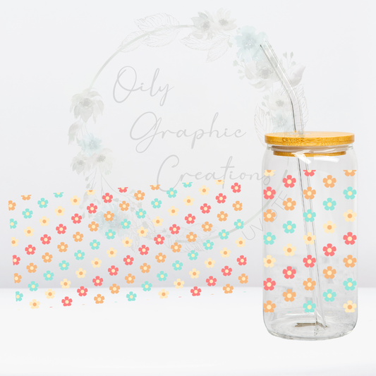 Flower Pattern-16oz UV DTF Wrap